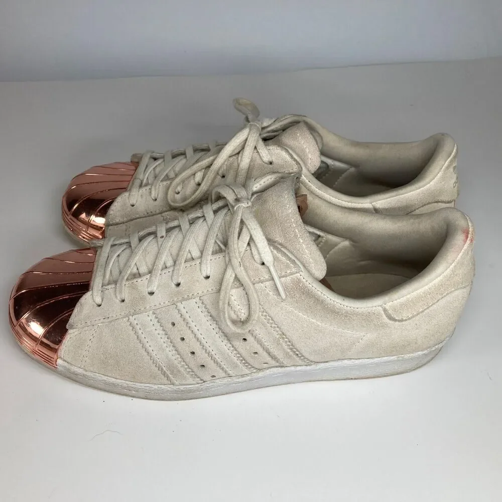 Adidas Superstar 80's Copper Cap Toe Suede Off White Sneakers Womens Size 7.5